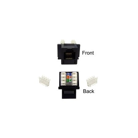 Cable Wholesale Keystone Insert, Black, Phone/Data Jack, RJ11 / RJ12 Female to 110 Type Punch Down 320-120BK